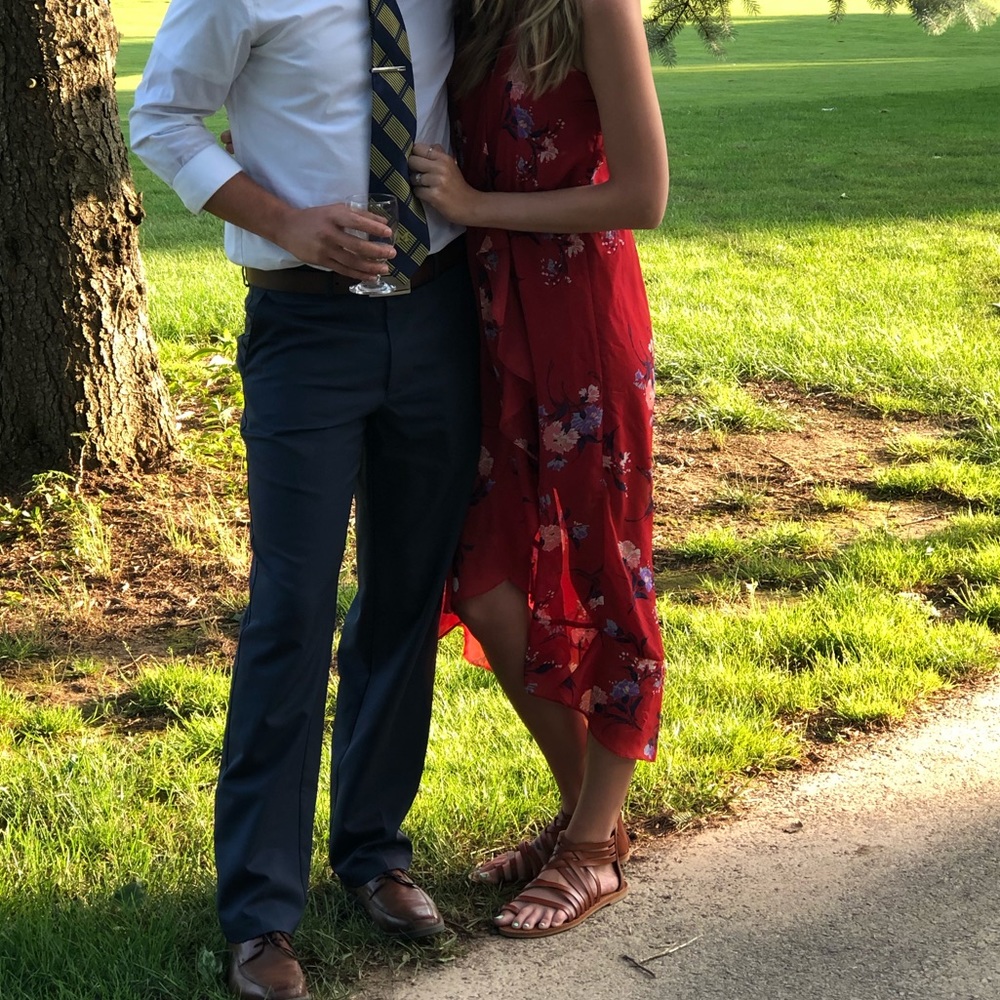 Red floral sun dress